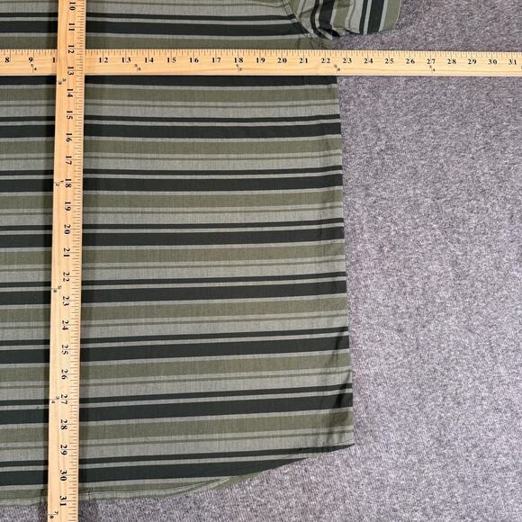 Arc'teryx Brohm Striped Shirt Mens Large Green Gray Short Sleeve Button Up Logo - Picture 2 of 12